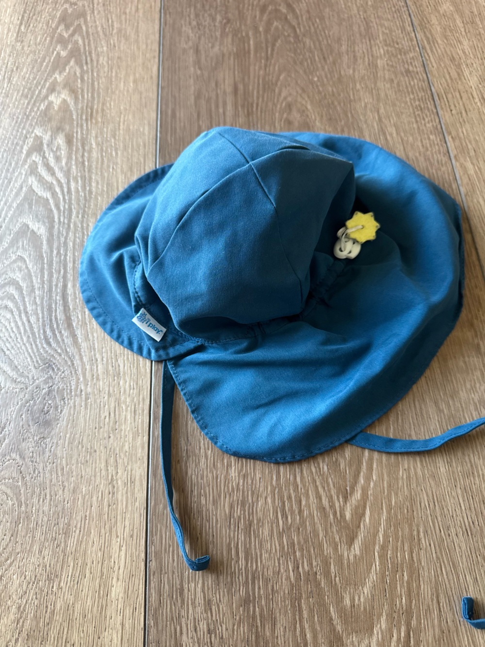 Toddler Blue Sun Hat with Chin Straps